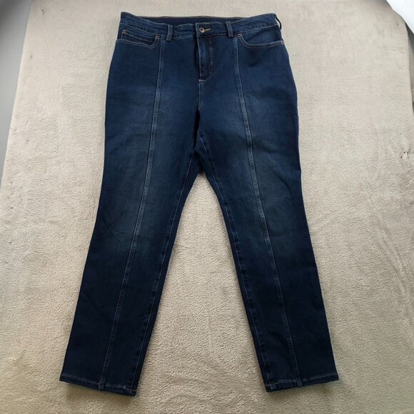 Duluth Trading Co Womens Jeans Size 16 Short Stretch Dark Wash Denim Blue Casual - Picture 12 of 13